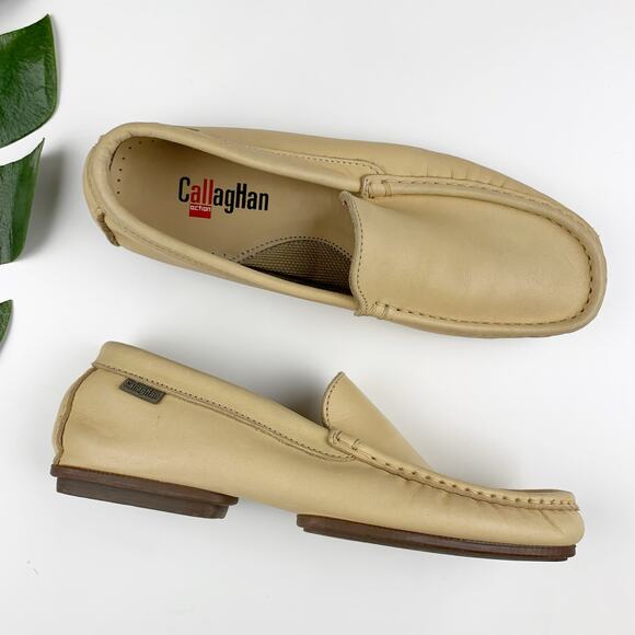 Callaghan Moccasins Slip On Shoes Tan Leather Flats Women's 37 US 6.5 - Picture 1 of 14